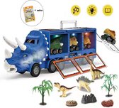 BJoy Dinosaurus Truck met Attributen Extra Fossiel - Speelgoed Voertuig Cadeau Kinderen Kerst Blauw