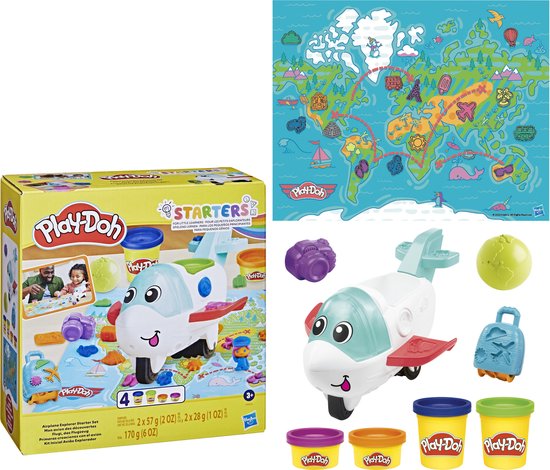 Play-Doh Airplane Explorer Starter Set - Boetseerklei - 4 Play-Doh potjes - Eerste Play-Doh set voor kinderen
