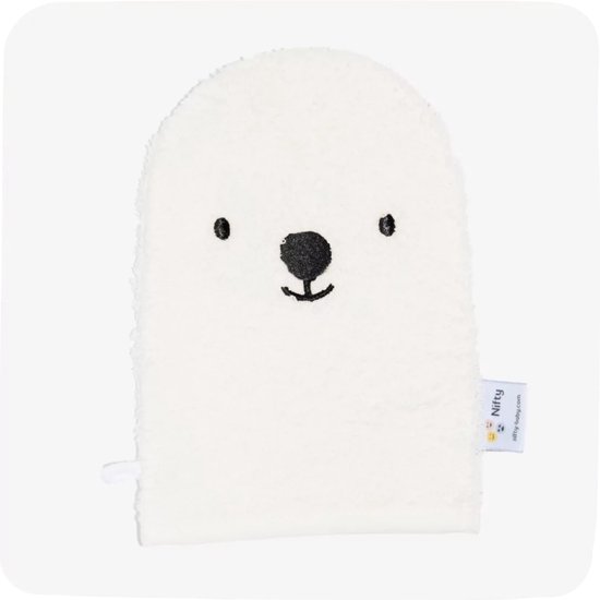 The Original Baby Shower Glove met washandje/Lange Washand - Nifty - Washandjes - Baby Washandje - Wit Combi deal — afbeelding 4
