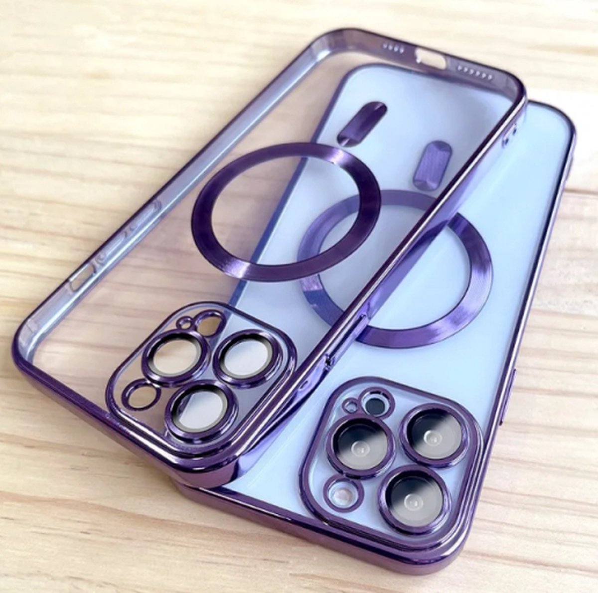 iPhone 12 hoesje Paars geschikt voor Apple iPhone 12 Siliconen Hoesje met lens beschermingen
