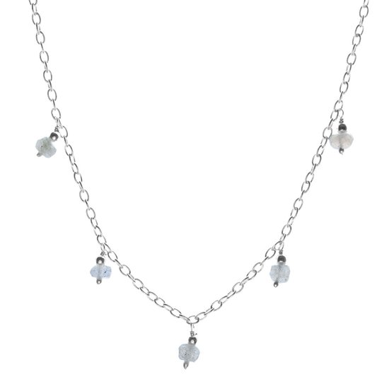 Cleora | Ketting 925 sterling zilver met edelsteen labradoriet | 43 cm | Halsketting Dames Sterling Zilver | Cadeau Vrouw