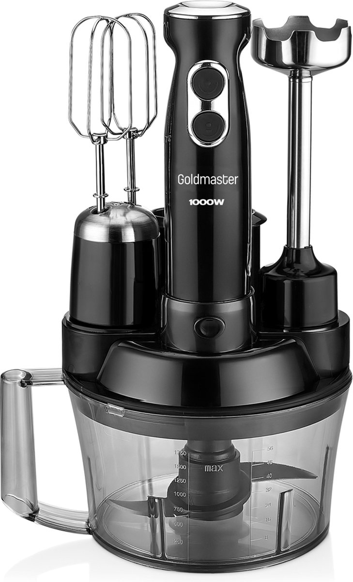 Goldmaster ELENAMAX - GM-7239B - Staafmixer - RVS - Keukenmachine - Keukenrobot - Blender - Zwart