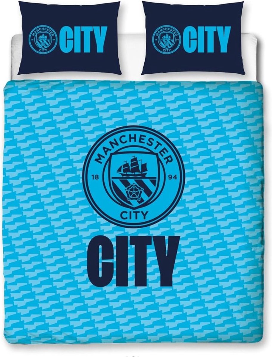 Manchester City dekbedovertrek - 2-persoons - 200 x 200 cm. - Man. City dekbed - tweepersoons met 2 kussenslopen