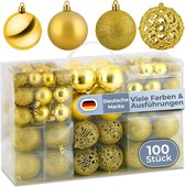 cosia Christmas Baubles Gold Set of 50 & 100 - Plastic Christmas Baubles in Many Colours and Sizes with Pre-Assembled Loops - 100 Plastic Christmas Tree Baubles - Christmas Tree Baubles