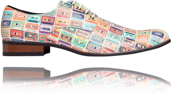 Casetta - Maat 48 - Lureaux - Kleurrijke Schoenen Voor Heren - Veterschoenen Met Print