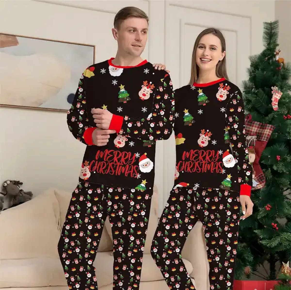 PATPAT Kerstpyjama, set voor het hele gezin, partnerlook, pyjama met