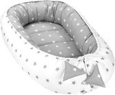 Baby Nest Cocoon Newborn 90 x 50 cm - Handmade Cuddly Nest, Baby Cot Bumper, Made of Cotton, Stars Grey / White