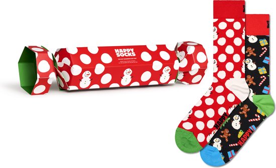 Happy Socks Dames / Heren Sokken Big Dot Snowman Giftbox Kerstsokken 2-Pack - Maat 41-46