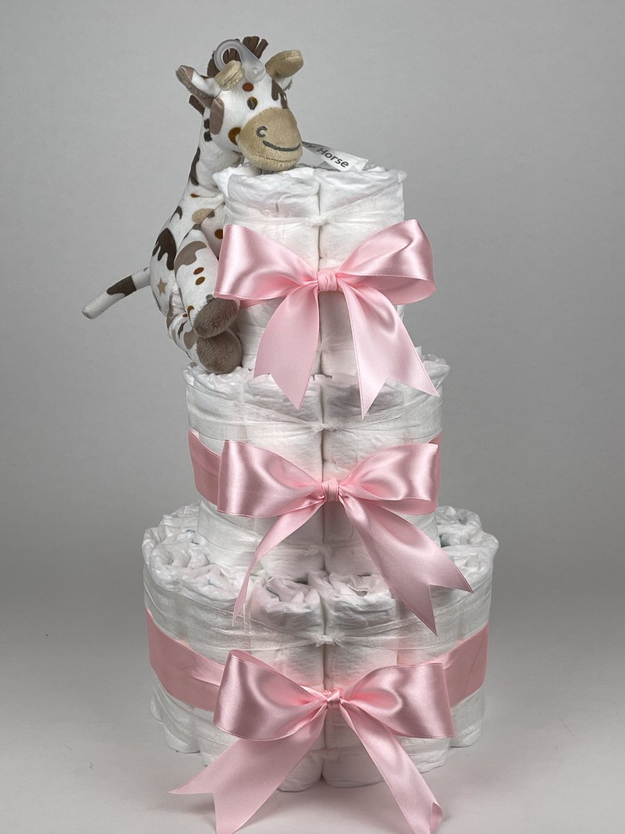 Goedkoopste Chouette-Chouette | Luiertaart Meisje | Kraamcadeau | Geboorte Meisje | Babyshower | Giraffe Gino Roze