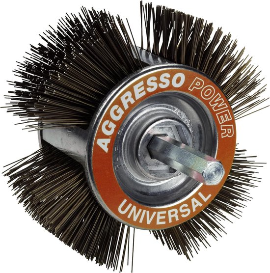 kwb Agresso universele slijpborstel voor boormachines, gebogen vorm met 110 mm diameter, 1 stuk, ronde borstel ideaal voor reinigings- en slijpwerkzaamheden, Made in Germany