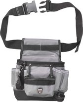 kwb ceinture à outils en nylon avec poche à clous, grandes et petites poches, boucle pour marteau et boucle avec mousqueton, 19 x 8,5 x 21 cm
