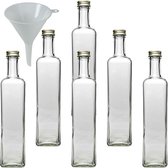 6 X Glazen Fles 500 Ml Met Schroefdop, oliefles