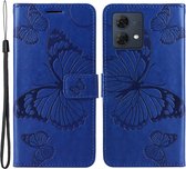 Coverup Vlinders Book Case - Geschikt voor Motorola Moto G84 Hoesje - Blauw