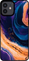 Smartphonica Telefoonhoesje voor iPhone 12/12 Pro marmer look - backcover marmer hoesje - Blauw / TPU / Back Cover geschikt voor Apple iPhone 12;Apple iPhone 12 Pro