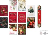 MGPcards - 50 Dubbele Kerstkaarten met envelop - Gratis kaartenhouder - "Traditioneel" - Voordelige Kerstkaarten - Formaat: 10 x 14 cm - FSC
