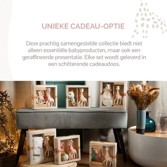 Sophie de giraf Sophiesticated Cadeauset - Baby speelgoed - Sophie de giraf & So Pure bijtring - Kraamcadeau – Babyshower cadeau - 4-Delig