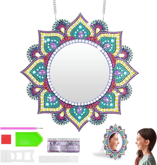 Foto: Diamond painting mirror craft girls 6 12 years craft set children from 6 years craft set girls gift girls 6 7 8 9 10 11 12 years birthday gift 5d diamond makeup mirror