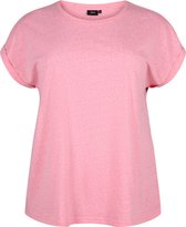 ZIZZI VAVA, S/S, LOOSE TEE Dames T-shirt - Pink - Maat L (50-52)