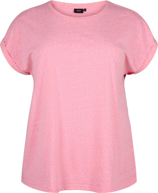 ZIZZI VAVA, S/S, LOOSE TEE Dames T-shirt - Pink - Maat L (50-52)