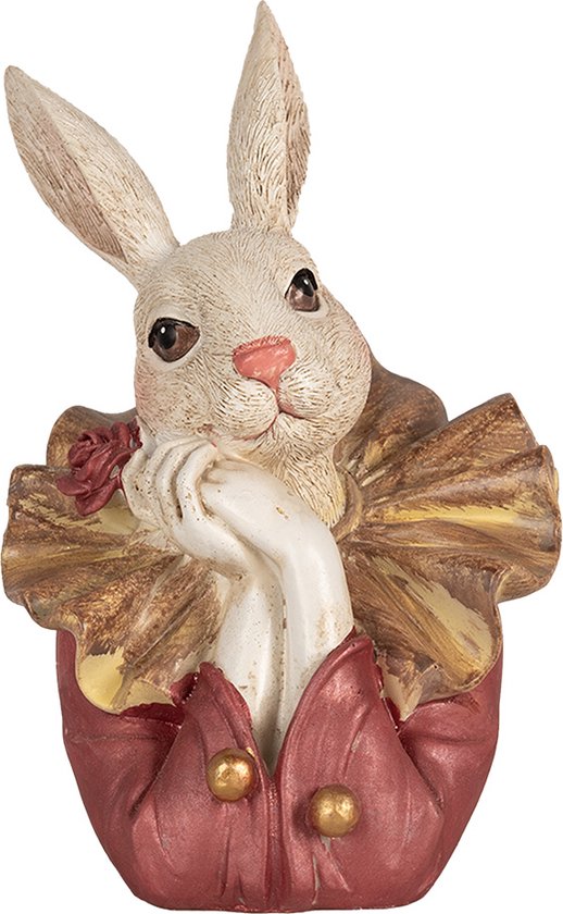 Clayre & Eef Beeld Konijn 17 cm Beige Roze Polyresin Paasdecoratie