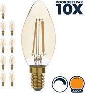 Led filament E14 kaarslamp 2,5 Watt, flame (2200K) extra warm licht, dimbaar tot 0%, 200 lumen - Voordeelpak 10 stuks - Ø35mm