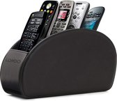 Houder voor afstandsbediening met 5 vakken - ruimte voor DVD, Blu-Ray, TV, Roku of Apple TV afstandsbedieningen - PU-leer met suède voering - slank en compact voor opslag (zwart)