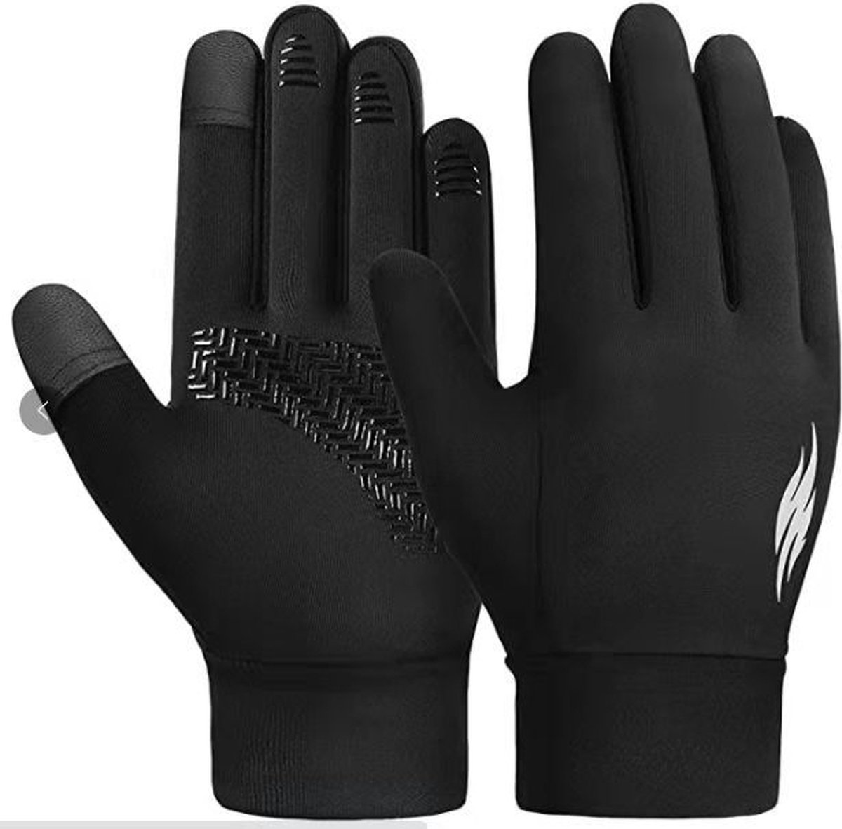 Winterhandschoenen voor kinderen warme softshell winterhandschoenen touchscreen dik antislip winddicht voor jongens en meisjes outdoor hardlopen jongens fietshandschoenen zacht warm 8-10 jaar Zwart