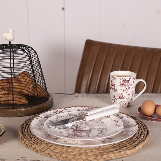 Clayre & Eef Foodcover Ø 24x24 cm Bruin Beige Ijzer Hout van CLA — afbeelding 3
