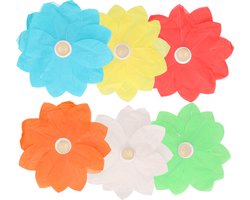 6x Bruiloft/huwelijk drijvende kaarsen/lantaarns bloemen 29 cm - Feestlocatie versieringen/decoraties