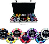 Poker Merchant - poker set Skyline cash game 300 chips - incl. pokerkoffer- incl. pokerkaarten - incl. dealerbutton.