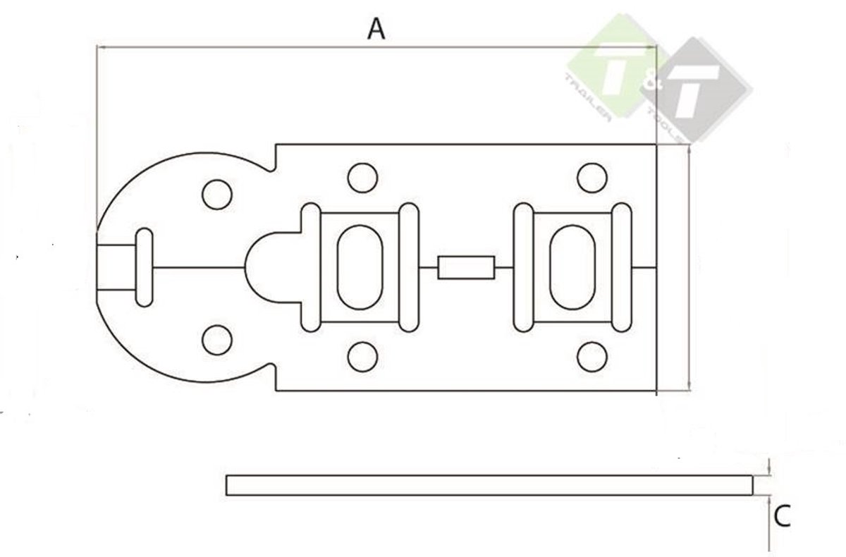 Hangslot Rolschuif - Schuifgrendel vlak - Schuif slot - 160 mm - Verzinkt