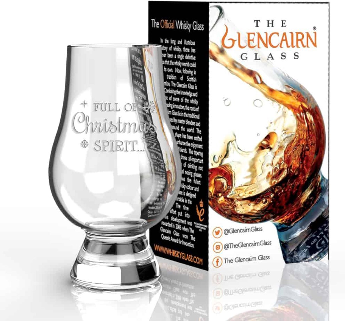 Whiskyglas Gegraveerd Full of Xmas Spirit - Glencairn Crystal Scotland
