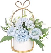 Artificial Flowers in Pot, Fake Decorative Artificial Flowers Like Real Fake Hydrangea Silk Flowers for Wedding Decoration, Table Decoration, Living Room, Bedroom, Room Decoration (Marbled