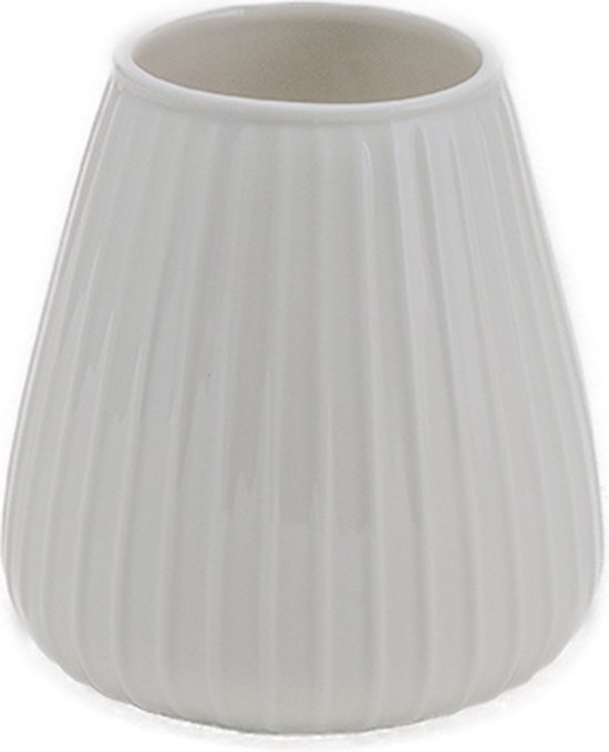 XLBoom Dim Stripe Small - Keramiek - Voor Binnen - Wit - 15×15×16,5cm