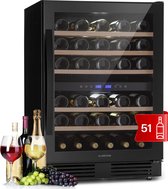 Klarstein Vrijstaande Wijnkoelkast - 2 Zones - 51 Flessen - Drankenkoelkast - Klein - Kleine Wijnkast - Wijnkoelkast Klein Met Glazen Deur - Flessenkoelkast Met Touchpad - Wijnkoelkast 5-20°C - Zwart