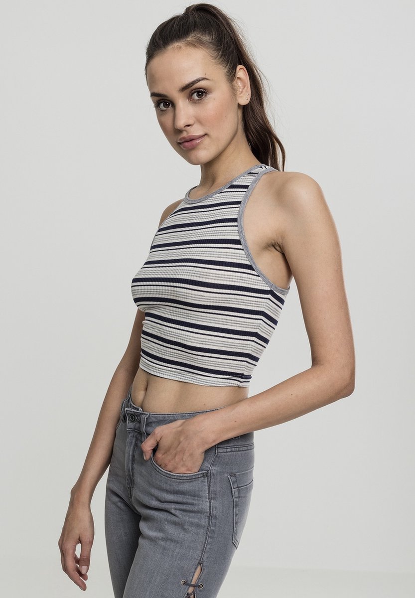 Urban Classics Rib Stripe Crop top XL Blauw