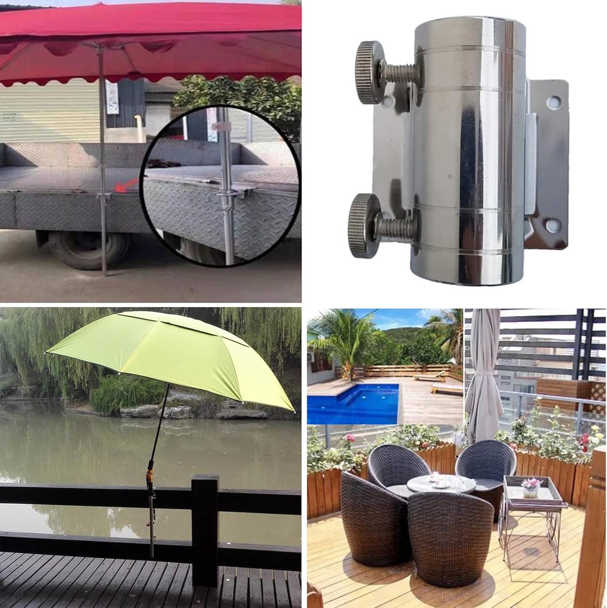 Parasolstandaard parasolhouder visscherm houder parasolhouder voor balkon voor tuin reling terras visbox visstoel