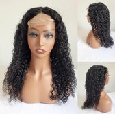 Braziliaanse pruik 22 inch - real human hair - natuurlijke donkerbruine - kinky krullen - Braziliaanse pruik - echt menselijke haren - 4x4 lace closure pruik