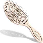 Ninabella Brosse à cheveux bio sans inclinaison pour femmes, hommes et enfants, brosse démêlante, également pour boucles et cheveux longs, brosse d'épilation professionnelle unique avec ressort en spirale