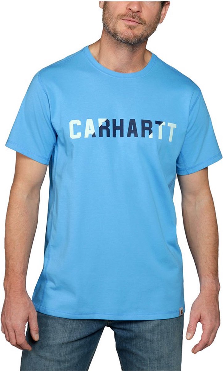 Carhartt Force Flex Block Logo T-shirt Met Korte Mouwen En Relaxte Pasvorm M Blauw