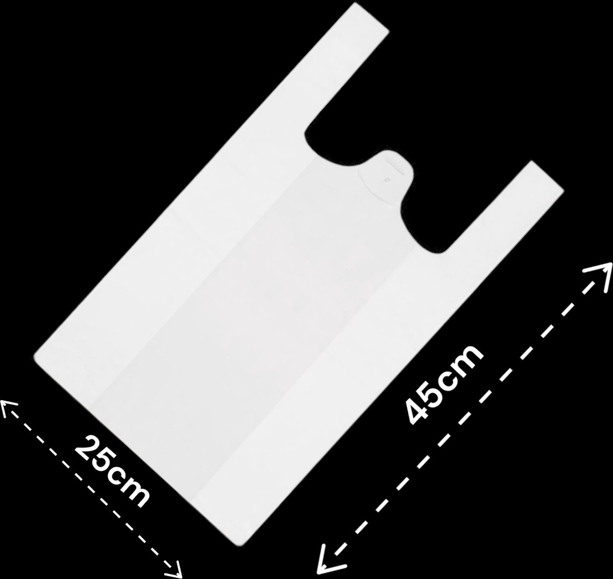 ALAPACK Hemdtasjes / Winkelzakken / Draagtassen / 1000 stuks / 25x10x45cm - 16mic / Wit / HDPE.