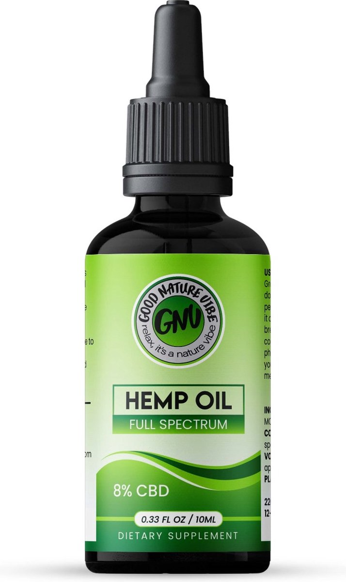 Goedkoopste Good Nature Vibe CBD olie Full spectrum 8 10ML - 100 Natuurlijke CBD-olie kopen zonder THC - Bevat ook CBG, CBN, CBC en natuurlijke terpenen - MCT olie voor maximale opname door het lichaam - Op basis van vezelhennep geen Cannabis - Hoge kwaliteit