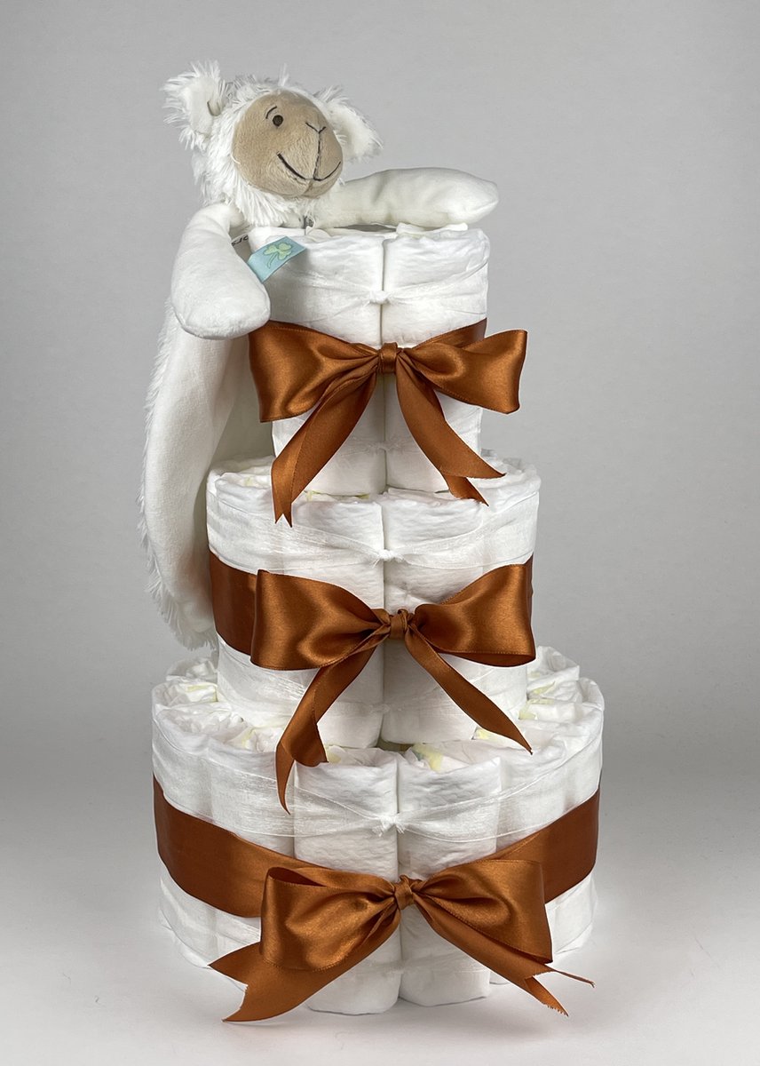 Goedkoopste Chouette-Chouette | Luiertaart Neutraal | Kraamcadeau | Geboorte Jongen Meisje | Babyshower | Tuttle Lamb Lugano Koper