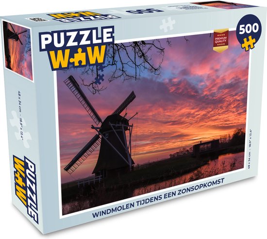 Puzzel Windmolen tijdens een zonsopkomst - Legpuzzel - Puzzel 500 stukjes