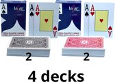 Lazar bridge size jumbo plastic - speelkaarten - pokerkaarten - kaartspel - 2 Index 4 stuks.