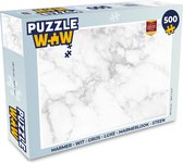 Puzzel Marmer - Wit - Grijs - Luxe - Marmerlook - Steen - Legpuzzel - Puzzel 500 stukjes
