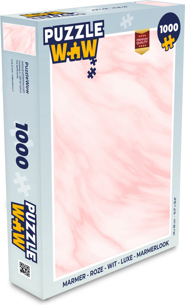 Puzzel Marmer - Roze - Wit - Luxe - Marmerlook - Legpuzzel - Puzzel 1000 stukjes volwassenen