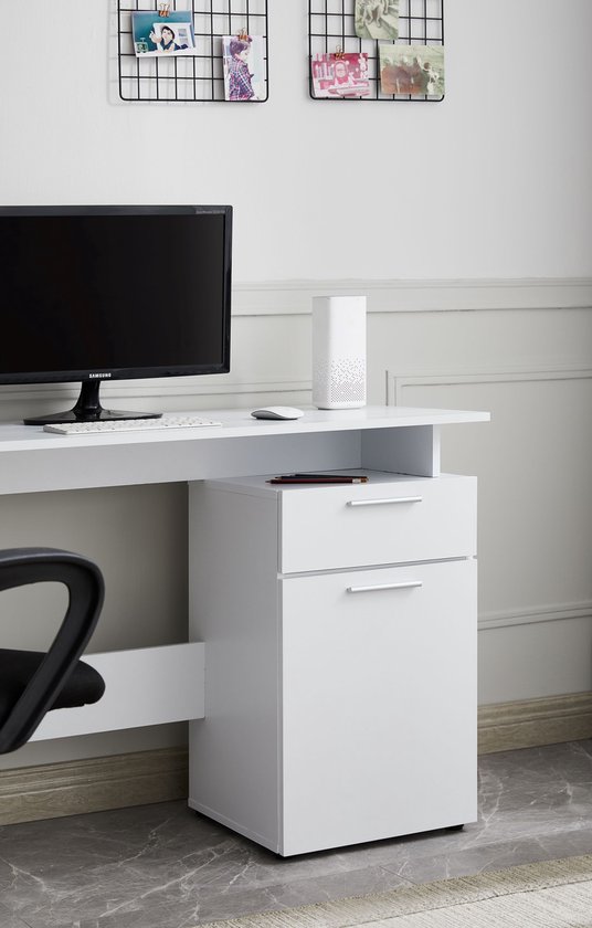 ACAZA Bureau - Bureau met Lades - Bureautafel - Wit - 110 x 53 x 75 cm (L x B x H) - Computertafel - Laptoptafel - Bureau Wit met Lades