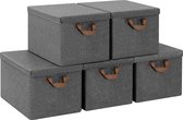 BukkitBow - Boîte de Rangement avec Poignées - Opbergbox en Tissus - Empilable et Robuste - 27L (5 Pièces)