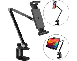 LEVANTU® Ergonomische Tablethouder met verstelbare arm - voor telefoon en tablet - Telefoonstandaard - Tablet standaard -Tablet houder statief -Zwart